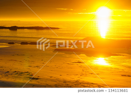 Seascape at midnight sun on Andoya, Norway Seascape at midnight sun on Andoya, Norway 134113681