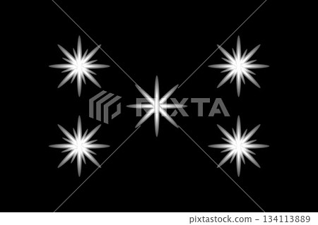 Five Sparkling Starbursts On Black Background For Festive And Graphic Design Use 134113889