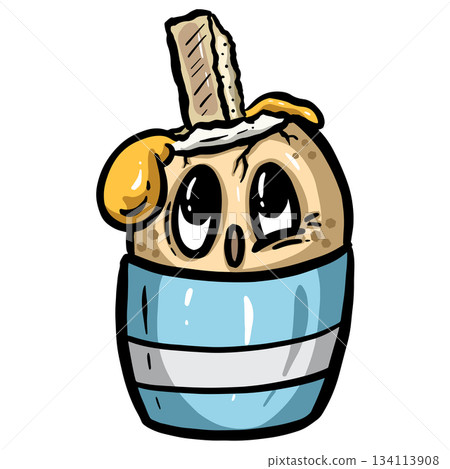 Cartoon boiled egg character for breakfast meal funny mascot illustration Cartoon boiled egg character for breakfast meal funny mascot illustration 134113908