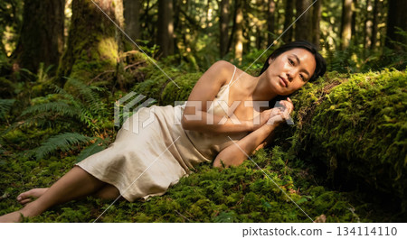 Woman in Moss Forest Lifestyle 134114110