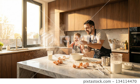 Dad Kid Cooking Fun 134114470