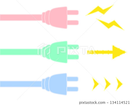 Simple pastel illustration of an outlet, electricity, and arrows Simple pastel illustration of an outlet, electricity, and arrows 134114521