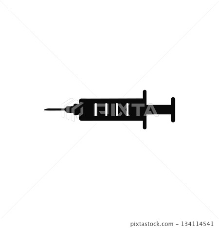 syringe silhouette medical injection isolated on white background syringe silhouette medical injection isolated on white background 134114541