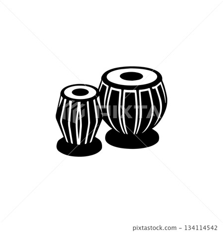 tabla drum silhouette traditional indian percussion instrument music symbol isolated on white background tabla drum silhouette traditional indian percussion instrument music symbol isolated on white background 134114542