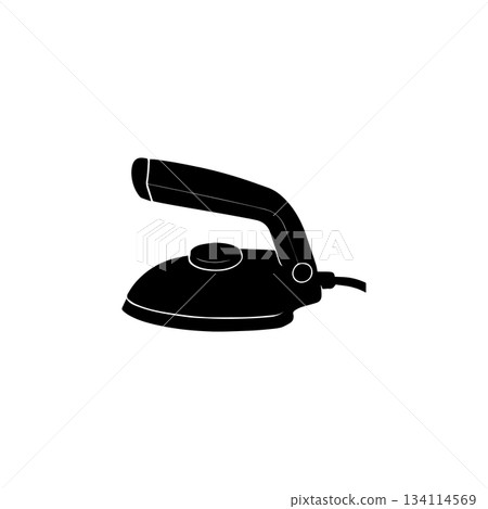 travel iron silhouette icon portable handheld garment steamer ironing device illustration travel iron silhouette icon portable handheld garment steamer ironing device illustration 134114569
