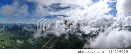 Mombacho volcano valley covered under clouds 134114619