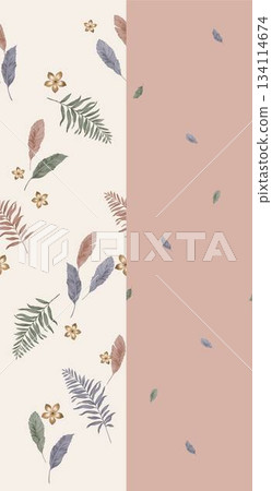 Assorted floral geometric and heart pattern panel designs in soft pastel colors 134114674