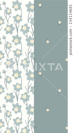 Assorted floral geometric and heart pattern panel designs in soft pastel colors 134114681