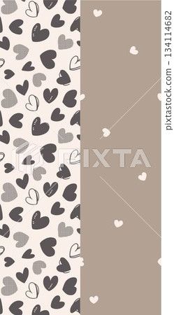 Assorted floral geometric and heart pattern panel designs in soft pastel colors 134114682