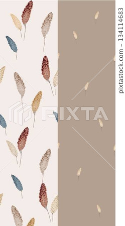 Assorted floral geometric and heart pattern panel designs in soft pastel colors 134114683