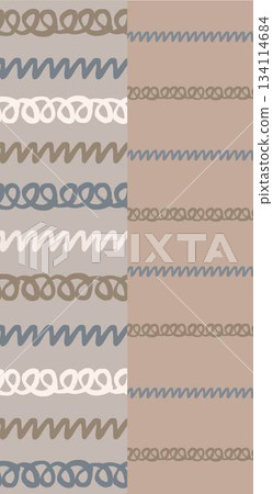 Assorted floral geometric and heart pattern panel designs in soft pastel colors 134114684