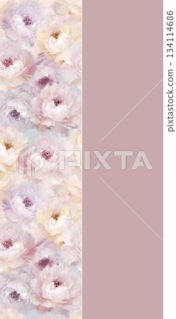 Assorted floral geometric and heart pattern panel designs in soft pastel colors 134114686