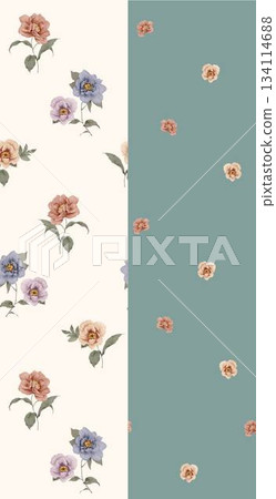 Assorted floral geometric and heart pattern panel designs in soft pastel colors Assorted floral geometric and heart pattern panel designs in soft pastel colors 134114688