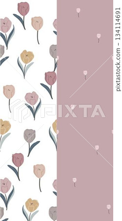 Assorted floral geometric and heart pattern panel designs in soft pastel colors 134114691