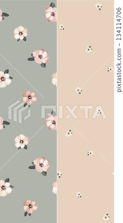 Assorted floral geometric and heart pattern panel designs in soft pastel colors Assorted floral geometric and heart pattern panel designs in soft pastel colors 134114706