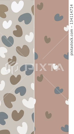 Assorted floral geometric and heart pattern panel designs in soft pastel colors 134114714