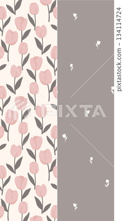 Assorted floral geometric and heart pattern panel designs in soft pastel colors 134114724