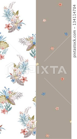 Assorted floral geometric and heart pattern panel designs in soft pastel colors Assorted floral geometric and heart pattern panel designs in soft pastel colors 134114784