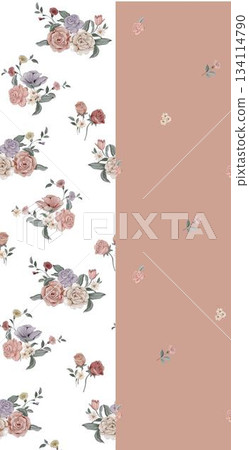 Assorted floral geometric and heart pattern panel designs in soft pastel colors Assorted floral geometric and heart pattern panel designs in soft pastel colors 134114790