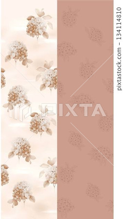 Assorted floral geometric and heart pattern panel designs in soft pastel colors 134114810