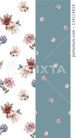 Assorted floral geometric and heart pattern panel designs in soft pastel colors Assorted floral geometric and heart pattern panel designs in soft pastel colors 134114819