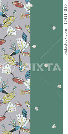 Assorted floral geometric and heart pattern panel designs in soft pastel colors 134114850