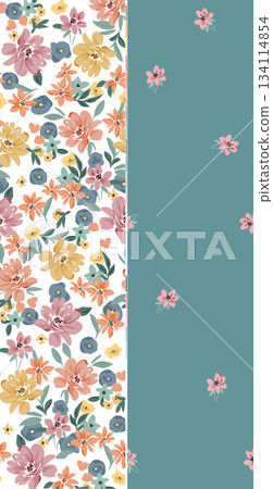 Assorted floral geometric and heart pattern panel designs in soft pastel colors Assorted floral geometric and heart pattern panel designs in soft pastel colors 134114854