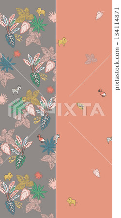 Assorted floral geometric and heart pattern panel designs in soft pastel colors Assorted floral geometric and heart pattern panel designs in soft pastel colors 134114871