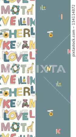 Assorted floral geometric and heart pattern panel designs in soft pastel colors Assorted floral geometric and heart pattern panel designs in soft pastel colors 134114872