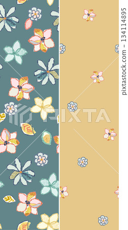 Assorted floral geometric and heart pattern panel designs in soft pastel colors Assorted floral geometric and heart pattern panel designs in soft pastel colors 134114895
