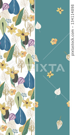 Assorted floral geometric and heart pattern panel designs in soft pastel colors Assorted floral geometric and heart pattern panel designs in soft pastel colors 134114898
