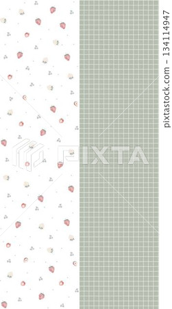 Assorted floral geometric and heart pattern panel designs in soft pastel colors 134114947