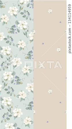 Assorted floral geometric and heart pattern panel designs in soft pastel colors Assorted floral geometric and heart pattern panel designs in soft pastel colors 134114959