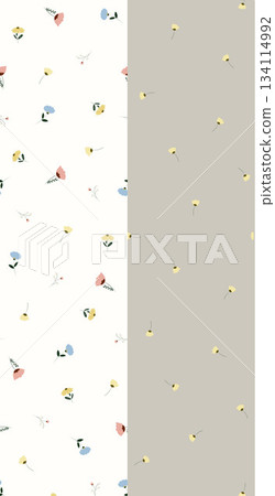 Assorted floral geometric and heart pattern panel designs in soft pastel colors Assorted floral geometric and heart pattern panel designs in soft pastel colors 134114992
