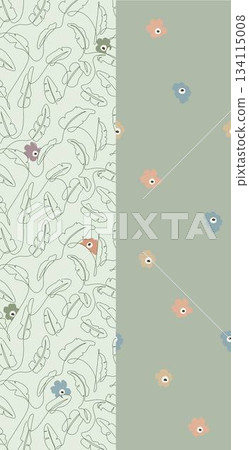 Assorted floral geometric and heart pattern panel designs in soft pastel colors 134115008