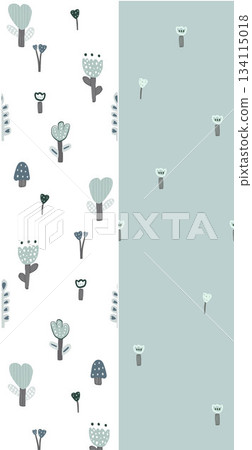 Assorted floral geometric and heart pattern panel designs in soft pastel colors 134115018