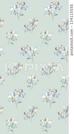 Assorted floral geometric and heart pattern panel designs in soft pastel colors 134115038