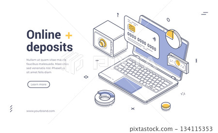 Online Deposits And Digital Banking Isometric Banner Vector Illustration Online Deposits And Digital Banking Isometric Banner Vector Illustration 134115353