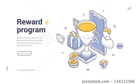 Reward Program And Bonus System Isometric Banner Vector Web Illustration Reward Program And Bonus System Isometric Banner Vector Web Illustration 134115366