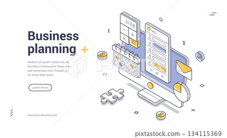 Business Planning And Strategy Isometric Banner Vector Web Illustration Business Planning And Strategy Isometric Banner Vector Web Illustration 134115369