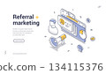 Referral Marketing And Promotion Concept Isometric Banner Vector Web Illustration 134115376