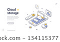 Cloud Storage And Data Management Isometric Banner Vector Illustration 134115377