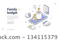 Family Budget And Financial Planning Isometric Banner Vector Illustration 134115379