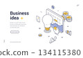 Business Idea And Startup Financial Growth Concept Isometric Banner Vector Illustration 134115380