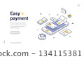 Easy Payment And Mobile Banking Isometric Banner Vector Illustration 134115381
