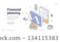 Financial Planning And Accounting Report Isometric Banner Vector Illustration 134115383