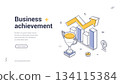 Business Achievement And Growth Success Isometric Banner Vector Illustration 134115384