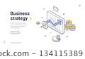 Business Strategy For Financial Success And Growth Isometric Banner Vector Illustration 134115389