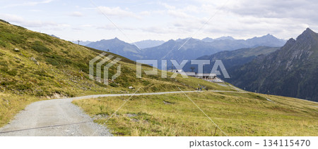 Explore the Smugglerpfad trail at Gargellen in Montafon, Vorarlberg, Austria on a clear day with scenic mountain views Explore the Smugglerpfad trail at Gargellen in Montafon, Vorarlberg, Austria on a clear day with scenic mountain views 134115470