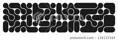 background with black liquid connected circle dots.metaballs pattern on white. abstract geometric shapes collection Point movement flat icon	 134115584